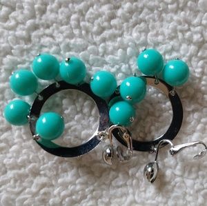 Silver and Turquoise clip on earrings
